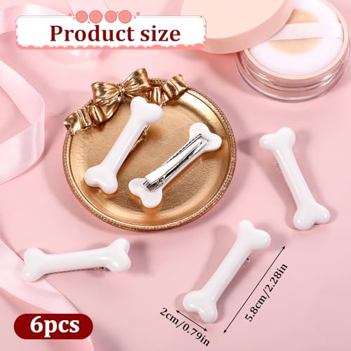 Aiyorse 6Pcs Bone Hair Clips, White Dog Bone Alligator Hairpins