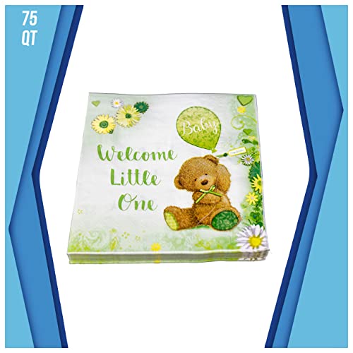 Iconikal 75-Pack Baby Shower Party Napkins Gender Neutral Green
