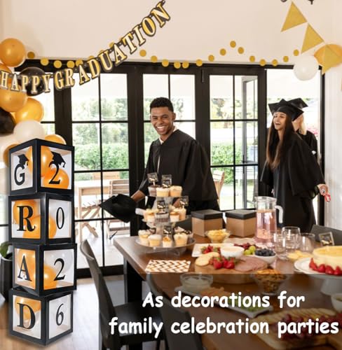 2026 Graduation Decorations Kit - 4 Balloon Boxes & 20 Balloons