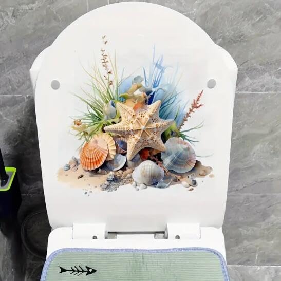 Floral Toilet Seat Sticker Decals - Waterproof Bathroom Decor