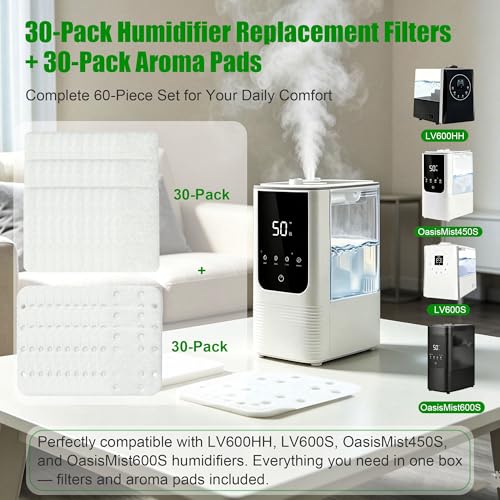 Humidifier Replacement Filters & Aroma Pads Bundle - 60 Pieces