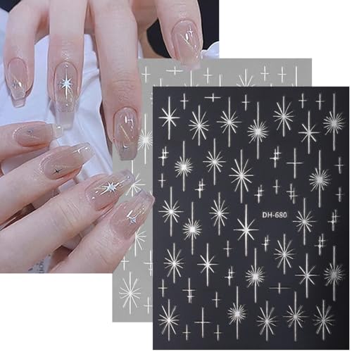 8 Sheets 3D Butterfly Nail Stickers Gold Silver Star Decals Manicure DIY