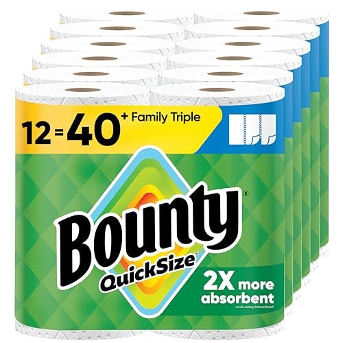 Bounty Quick-Size Paper Towels, 12 Family Triple Rolls (40 Regular Rolls)