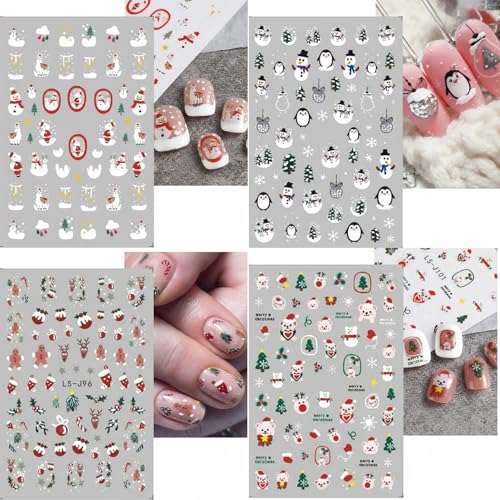 Christmas Nail Art Stickers - 9 Sheets 3D Self-Adhesive Winter Holiday Decals