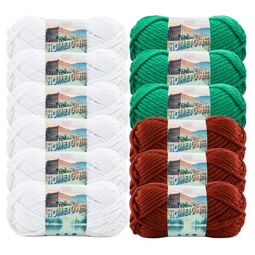 Lion Brand Hometown Super Bulky Yarn 12 Skeins - Classic Christmas Pack