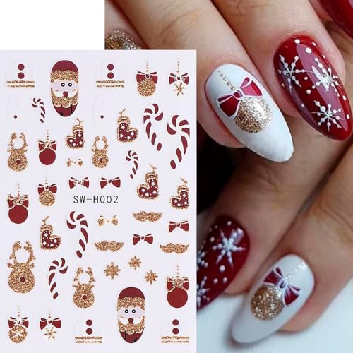 Christmas Nail Art Stickers 3D Self-Adhesive Winter Decals - 8 Sheets