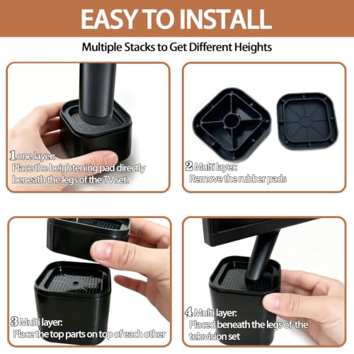 Heavy-Duty Stackable TV Stand Risers - Adjustable Non-Slip Elevation Pads