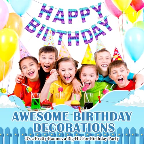 VitalCozy Video Game Happy Birthday Banner - Pre-Strung Party Decoration