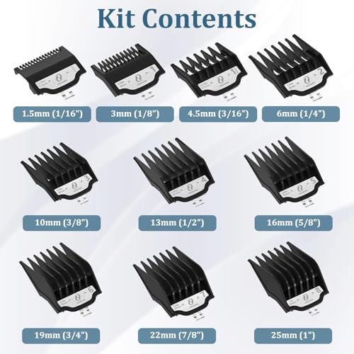 CR8GR8 Clipper Guards Set - 10 Professional Cutting Guides 1/16" to 1"