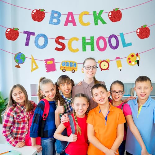 Back to School Banner - Happy First Day of School Decorations