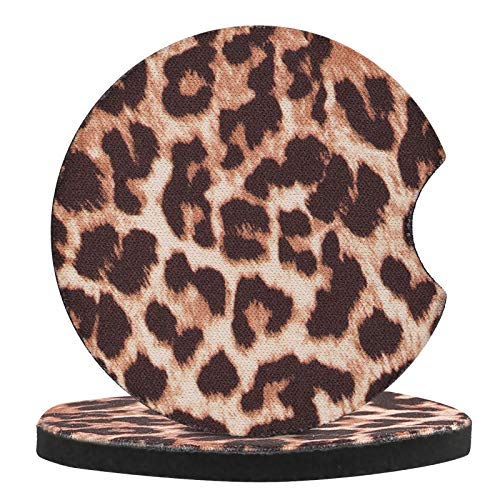 Leopard Print Car Coasters - 4 Pack Neoprene Cup Holder Mats