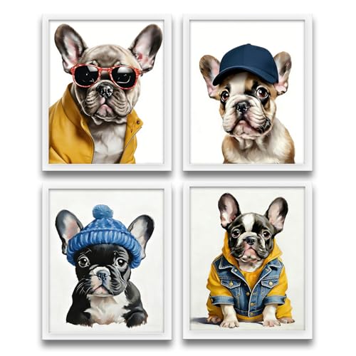 French Bulldog Wall Art Prints Set of 4 - 8x10 Unframed Decor