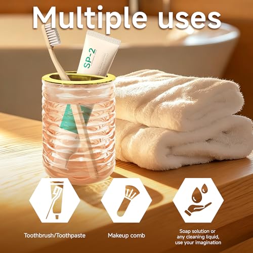 Amber Glass Bathroom Accessories Set - Wave Design, 2-Piece