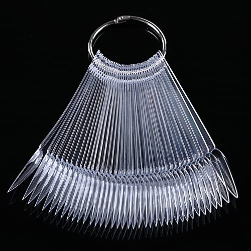 URGINO Nail Swatch Sticks with Number Stickers, 100 Pcs Transparent Stiletto Nail Display Tips for Polish Gel