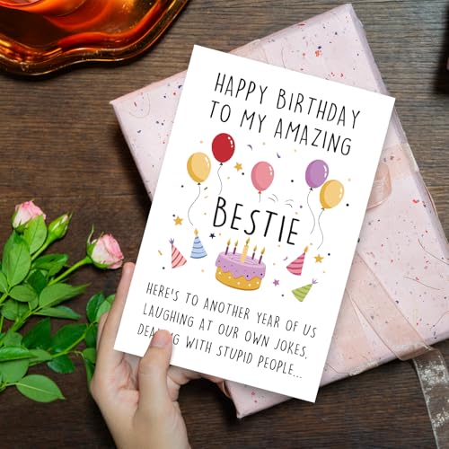 Funny Birthday Card for Bestie - Witty Sarcastic Gift for Women