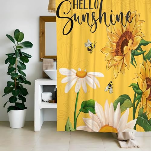 Hello Sunshine Yellow Sunflower Shower Curtain - Waterproof 72x72