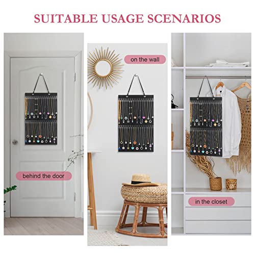 Caffox Hanging Necklaces Holder - Large Jewelry Organizer for Necklaces, Bracelets & Anklets - Wall, Closet & Door Storage - Necklaces Holder