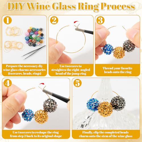 DIY Personalized Wine Glass Charms Kit – 24 Colorful Beads & 40 Rings
