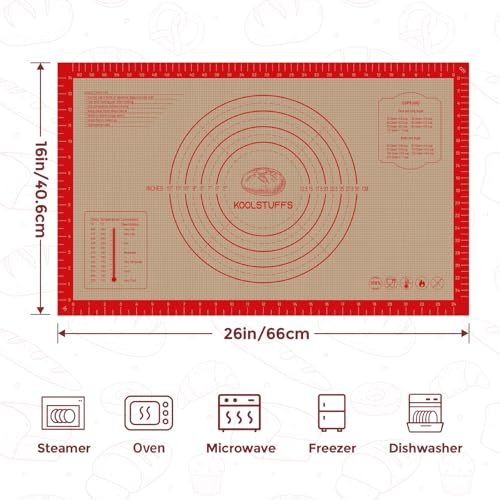 Koolstuffs Silicone Pastry Mat, 26" x 16" Non-Slip for Baking