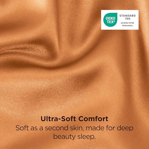 Bedsure Satin Pillowcase Set of 2 - Silky Orange Pillow Covers for Hair & Skin, 20" x 26"
