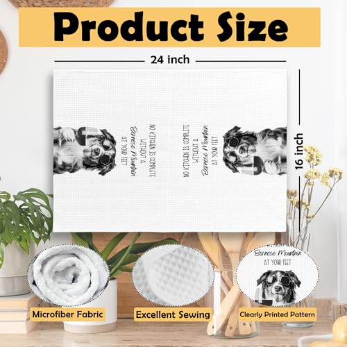 Bernese Mountain Dog Kitchen Towels Set of 2 Microfiber Waffle Weave