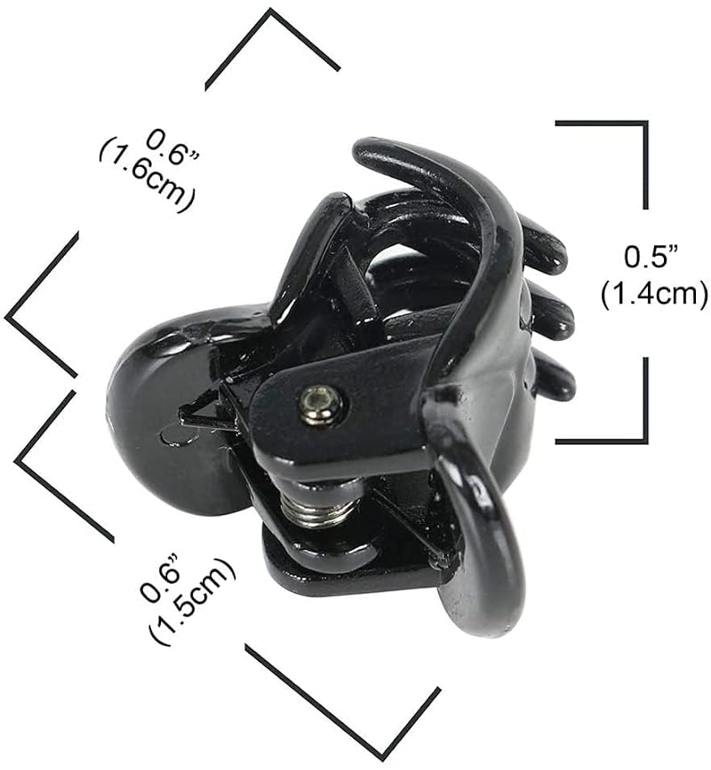 VIPERMARK 12 Pack Mini Hair Claw Clips - Small Non-Slip Plastic Jaw Clamps for Styling, Black