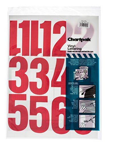 4-Inch Red Self-Adhesive Vinyl Numbers - 23 Pack