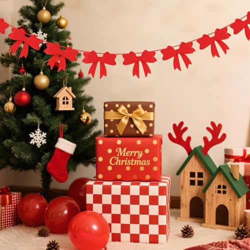 8-Piece Red Bow Garland for Birthday & Baby Shower Decor