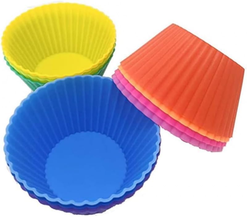 Skiennix Silicone Baking Cups - Reusable Non-Stick Cupcake Liners | 12 Pieces in Vibrant Colors