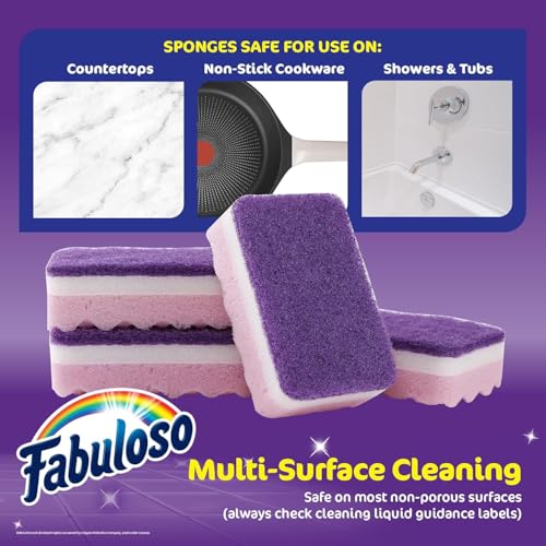 Fabuloso Scratch-Free Cellulose Kitchen Dish Sponges - Purple, 8 Count