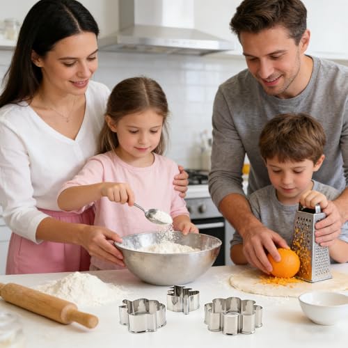 5-Piece Flower Cookie Cutter Set - Stainless Steel Floral Shapes