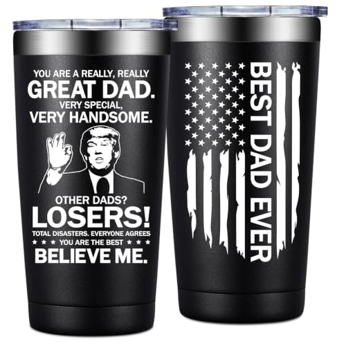 Dad Gifts from Daughter Son - Best Dad Ever 20oz Tumbler Cup - Black Variation