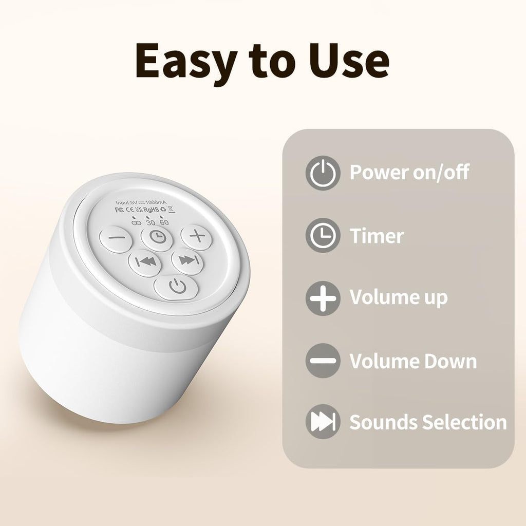 Sound Machine Mini - Portable White Noise Machine with 30 Soothing Sounds & Timers for Sleep