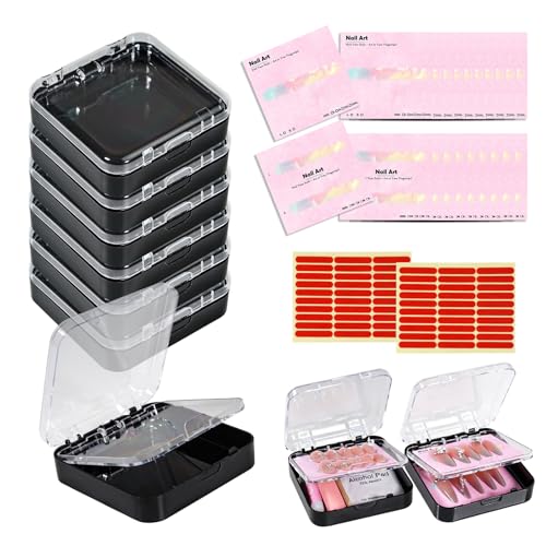 Uyolaxed 6pcs Press On Nail Storage Box Set - Black Double-Layer