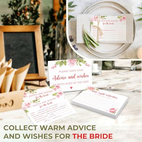 Bridal Shower Advice Cards - 50 Floral Pink Rose Keepsakes