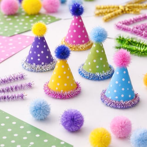 Iridescent Spring Pom Poms - 1/2" Cotton Balls, 72 Pack