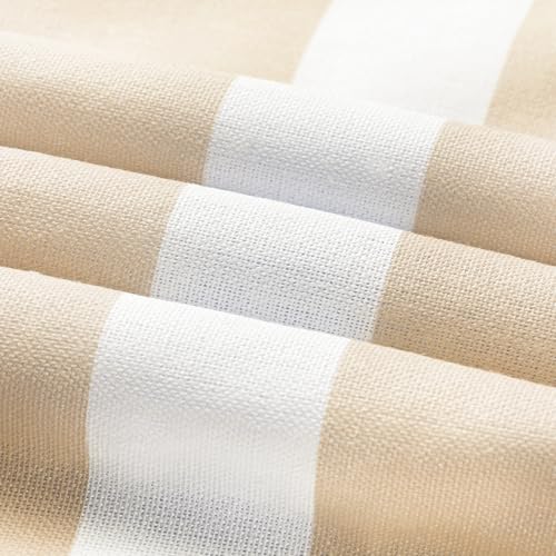 Sunlit Farmhouse Striped Shower Curtain, Beige Faux Linen, 72" x 72"
