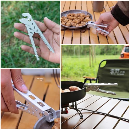 2 Pack Camping Cookware Gripper Hot Camping Cups Lifter Frying Pan Gripper Camping Cook Pot Lifter Clips Tongs Clamp Holder for Campfire Grill Cooking Outdoor Stove Backpacking Coffee Mug