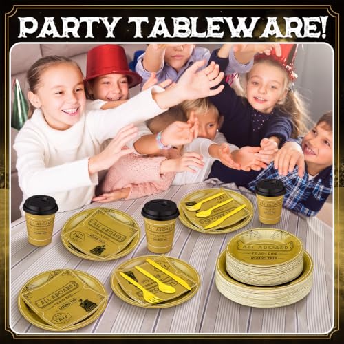 Christmas Train Party Tableware Set - 25 Plates Cups Napkins & Cutlery - Ticket Variation