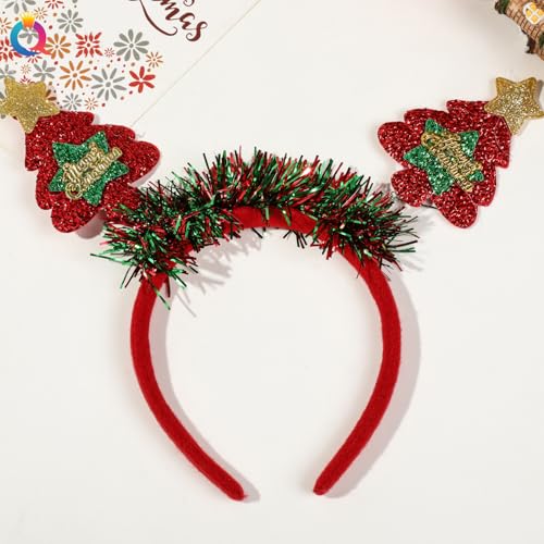 Christmas Headbands 4-Pack Glitter Tree & Antler Hair Accessories