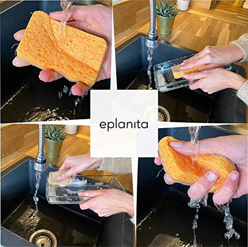 eplanita Biodegradable Plant-Based Scrub Sponges - 3 Pack, Non-Scratch