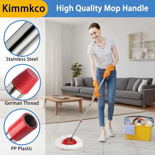 Kimmkco Stainless Steel Spin Mop Handle Replacement 4-Section Adjustable 30-58 inch for Ocedar EasyWring & RinseClean Systems