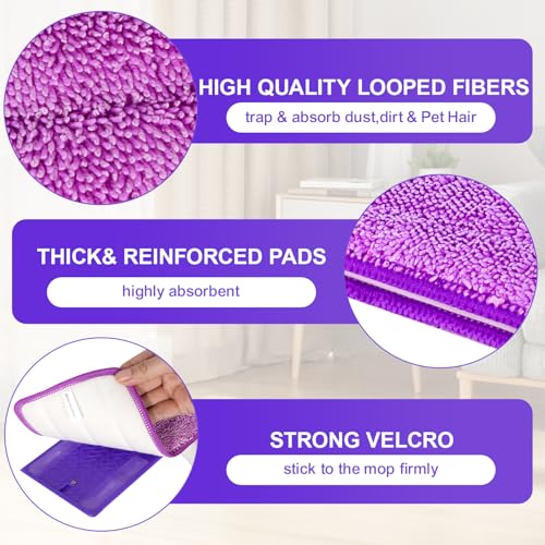 INFICRIME Reusable Microfiber Mop Pads for Swiffer PowerMop 13-16 inch, Machine Washable Floor Cleaning Refills