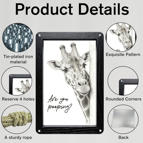 Funny Giraffe Bathroom Sign - Are You Pooping Wall Art 8x12