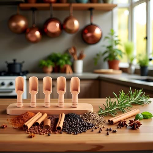 5 Mini Wooden Spoons for Spices & Cooking - Natural Bamboo