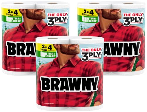 Brawny Tear-A-Square 3-Ply Paper Towels - Double Rolls, 76 Sheets Each, 6 Packs