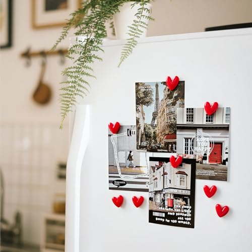 12PCS Heart-Shaped Refrigerator Magnets Set - Cute Red Decor