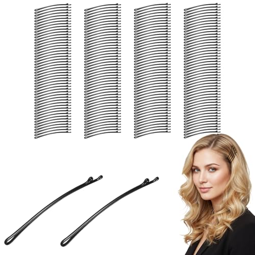 LXUEJIE 100 Pcs Curved Bobby Pins 2.2in Large Black Hair Pins for Thick Hair