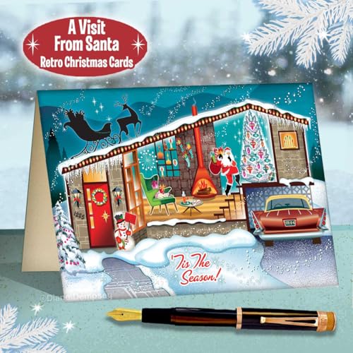 Christmas Greeting Cards - Mid-Century Modern House Design, Pack of 8