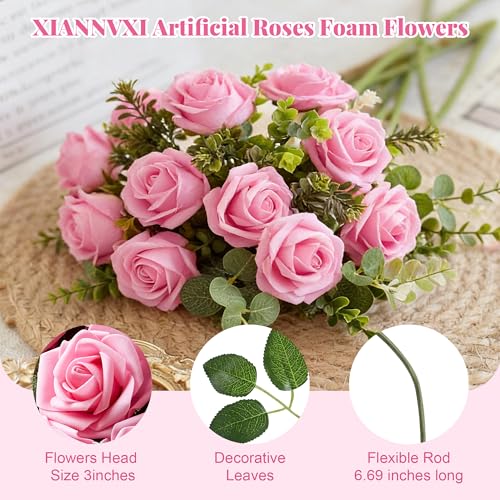 Pink Foam Roses - 16Pcs Artificial Flowers for DIY Decor